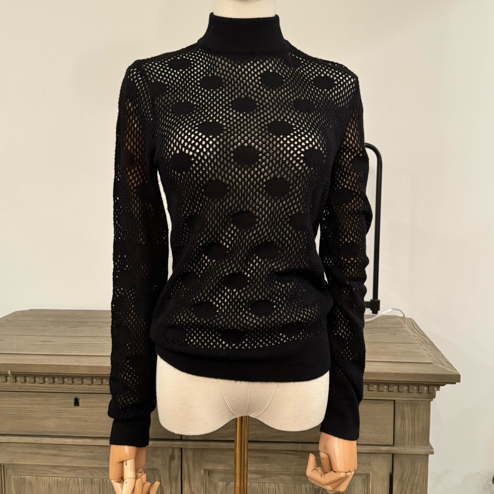 Vintage 2005 Marc Jacobs Mesh Polka Dot Wool Mock Turtleneck Sweater | S…
